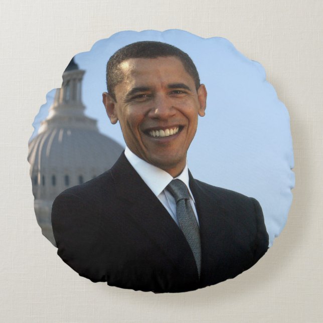 Senator Portrait, amerikanischer Präsident Barack  Rundes Kissen (Vorderseite)
