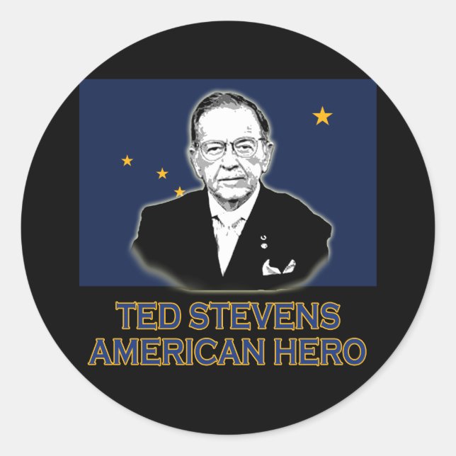 Senator Ted Stevens T - Shirt, amerikanischer Held Runder Aufkleber (Vorderseite)