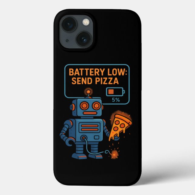 Send Pizza Robot Battery 5% Gaming Foodie Funny Case-Mate iPhone Hülle (Rückseite)
