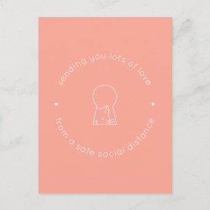 Senden der Liebe Social Distance Pink Niedlich Cat Postkarte