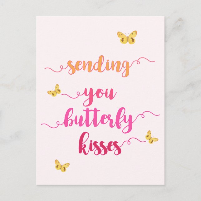 Senden Sie Butterfly Kisses Niedlich Pink Postcard Postkarte (Vorderseite)