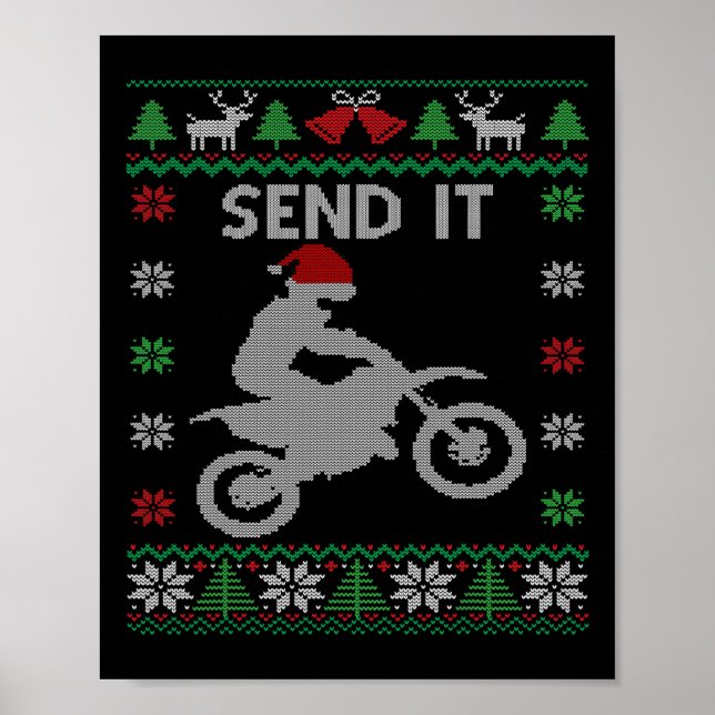 Senden Sie es Dirt Bike Reiten Santa Motocross Ugl Poster (Vorne)