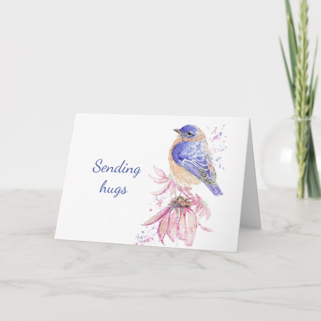 Senden von Hugs Beileid Loss Bluebird Card Karte (Vorderseite)