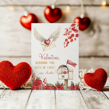 Senden von Liebe Winged Envelope und Rose Valentin