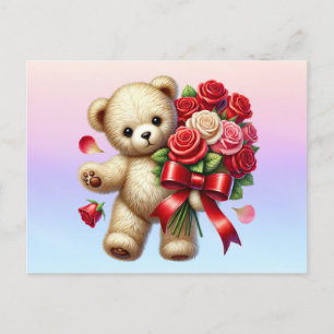 Senden von Teddy-Bären-Blume Postkarte