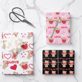 Senden von Teddy Bear Liebe Wrapping Paper Sheets Geschenkpapier Set