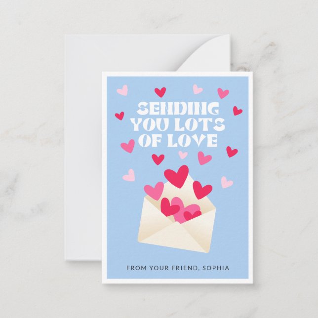 Sending Love Mail Hearts Envelope Valentine's Day Mitteilungskarte (Vorderseite)