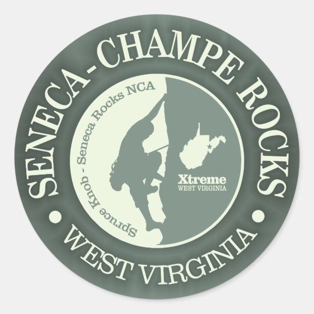 Seneca & Champe Rocks (Klettern) Runder Aufkleber (Vorderseite)