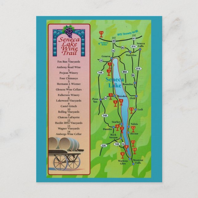 Seneca Lago Maggiore Vintage Karte (Vorderseite)