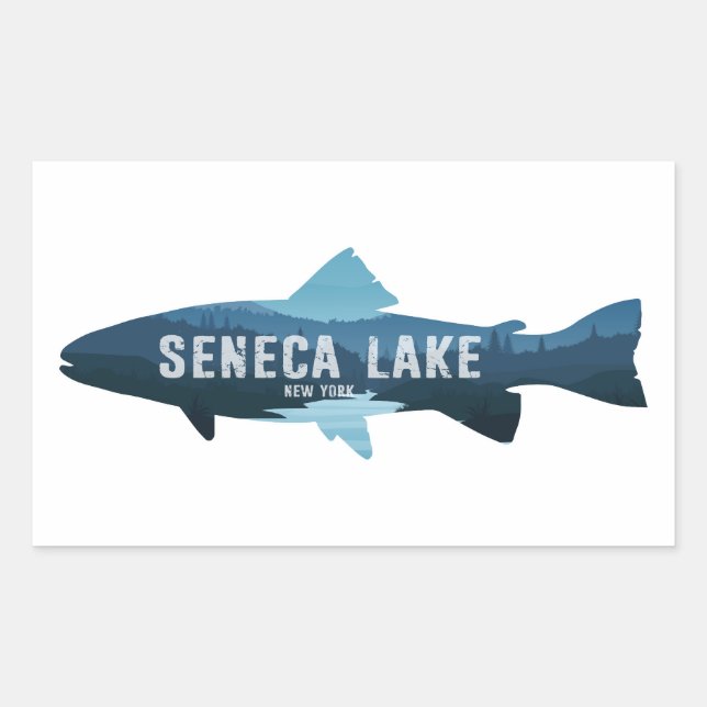 Seneca Lake New York Fish Rechteckiger Aufkleber (Vorderseite)
