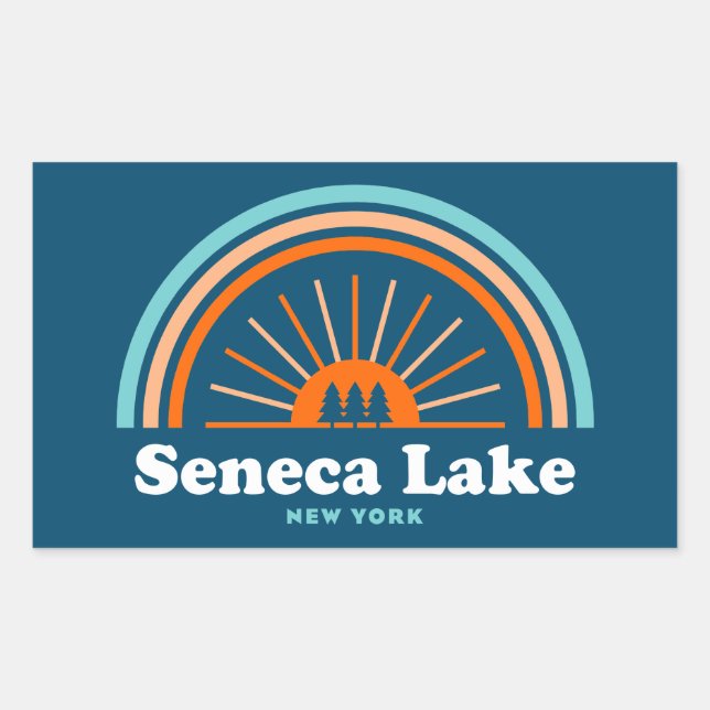 Seneca Lake New York Rainbow Rechteckiger Aufkleber (Vorderseite)