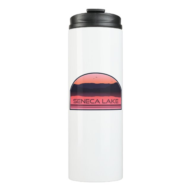 Seneca Lake New York Red Sunrise Thermosbecher (Vorderseite)