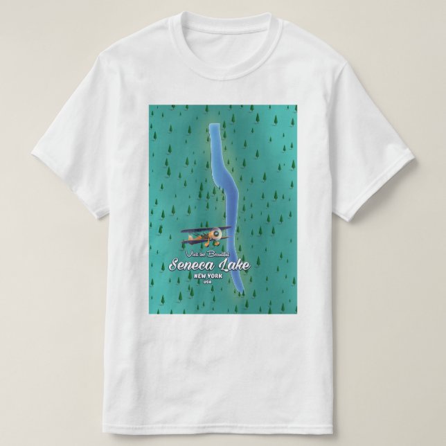 Seneca Lake, NYC Seekarte T-Shirt (Design vorne)
