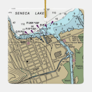 Seneca Lake Watkins NY Chart Keramikornament
