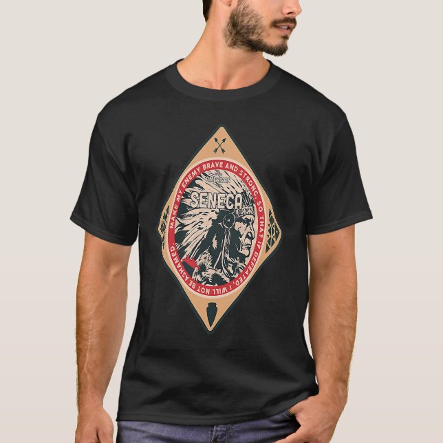 Seneca Native Amerikanische Ureinwohner Brave Stro T-Shirt (Vorderseite)
