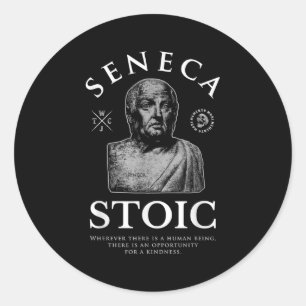 Seneca Zitat "Chancen für einen guten Geist" Stoik Runder Aufkleber