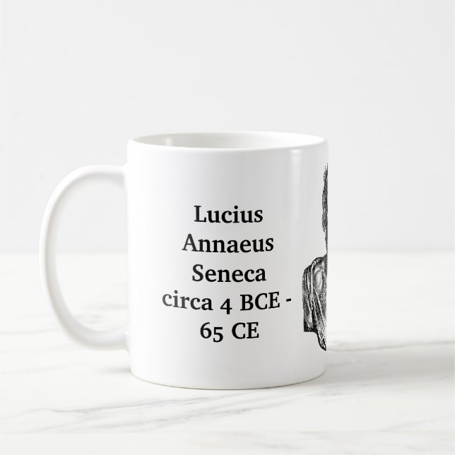 Seneca Zitat über Literatur und Tod Kaffeetasse (Links)