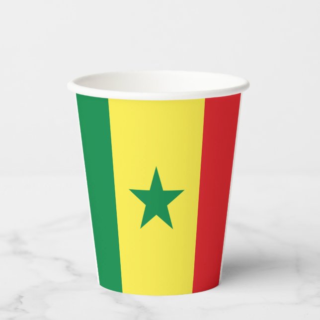 Senegal-Fahne-Wappenpapiertassen Pappbecher (Vorderseite)
