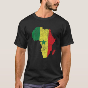 Senegal Flag Afrika Kontinentale Silhouette Gesche T-Shirt