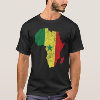 Senegal Flag Afrika Kontinentale Silhouette Gesche T-Shirt