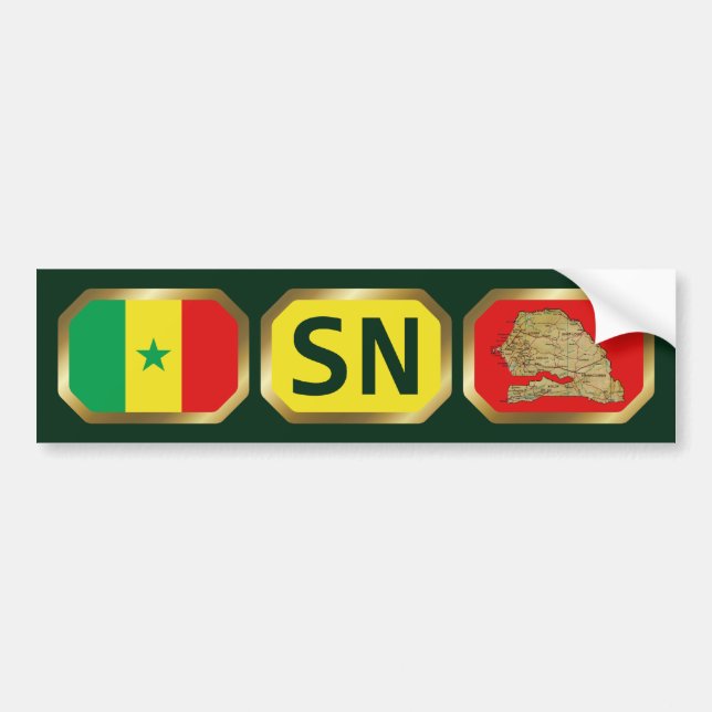 Senegal Flag Map Code Autoaufkleber (Vorne)