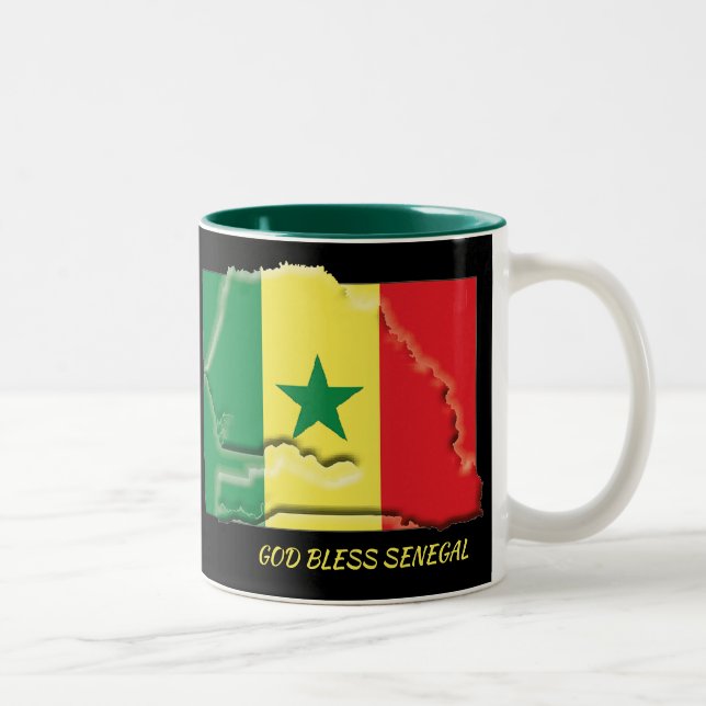 SENEGAL FLAG MAP Scripture Customized BLACK Zweifarbige Tasse (Rechts)