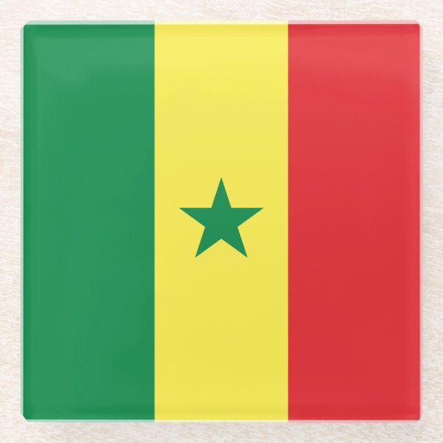 Senegal-Flagge Glasuntersetzer (Vorderseite)