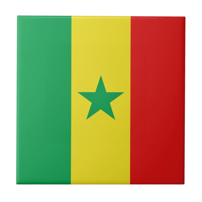 Senegal-Flagge Keramikfliese (Vorderseite)