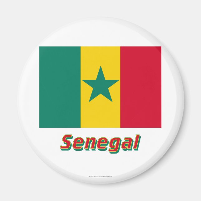 Senegal-Flagge mit Name Magnet (Vorne)