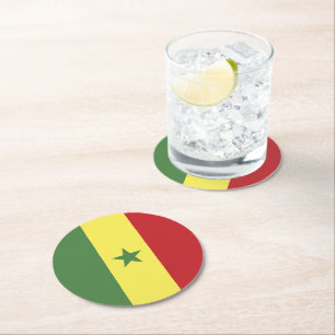Senegal-Flagge Runder Pappuntersetzer