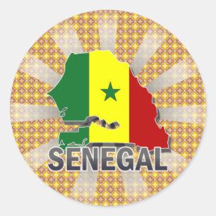 Senegal-Flaggen-Karte 2,0 Runder Aufkleber