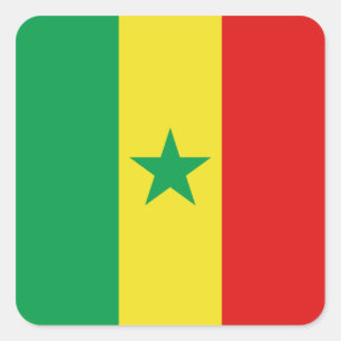 Senegal-Flaggenaufkleber Quadratischer Aufkleber