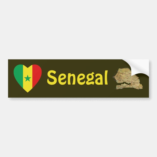 Senegal Flaggenherz + Karte Autoaufkleber (Vorne)
