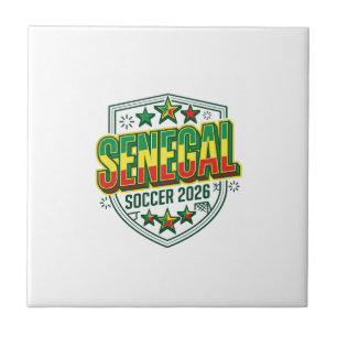 Senegal Fußball 2026 Fußball Fett Land Schriftzug Fliese