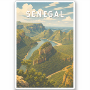 Senegal Illustration Reise Kunst Vintage Aufkleber