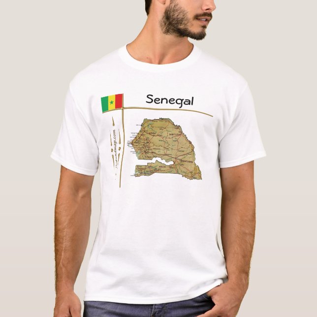 Senegal Karte + Flagge + T - Shirt (Vorderseite)