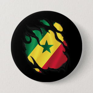 Senegal Ripped Flag Button