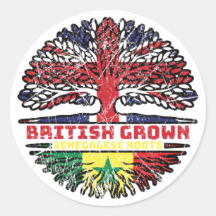 Senegal Senegalese Uk United Kingdom British Tree Runder Aufkleber