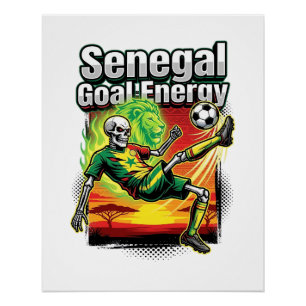 Senegal Tor Energie Skelett Stürmer Nationen Schaf Poster