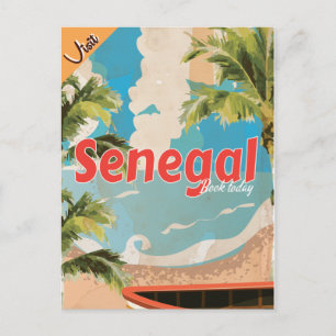 Senegal Urlaub Vintage Travel Poster. Postkarte