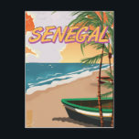 Senegal Vintages Strandposter Postkarte<br><div class="desc">Senegal Vintages Strandposter. Senegal Beach Plakat Urlaub Poster Kunst. Besuchen Sie Senegal,  Afrika.</div>