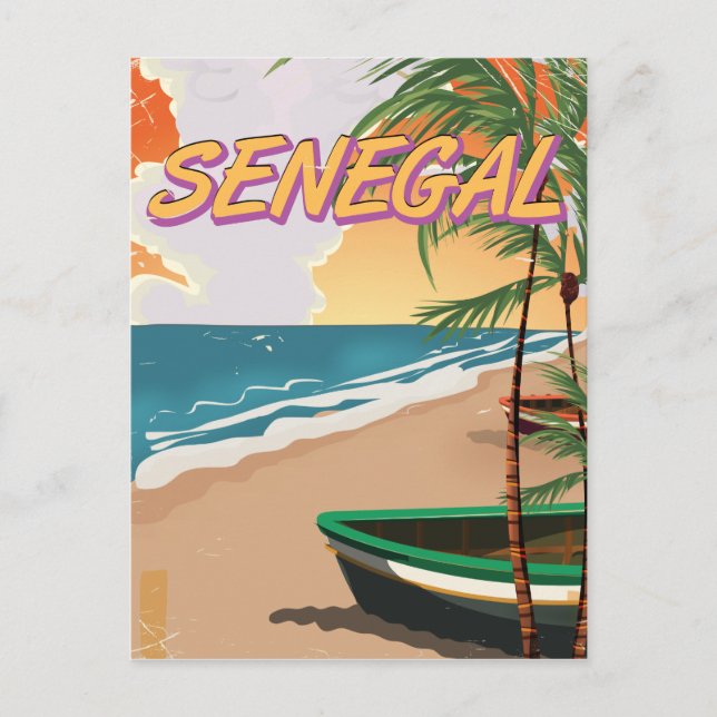 Senegal Vintages Strandposter Postkarte (Vorderseite)