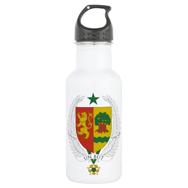 Senegal-Wappen Edelstahlflasche (Vorderseite)