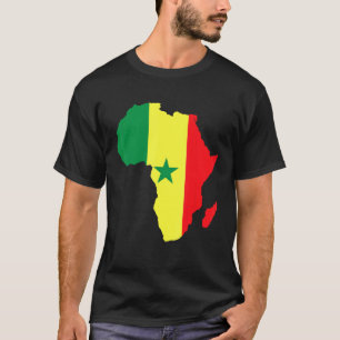 Senegalesische Flagge Afrika Kontinentale Silhouet T-Shirt