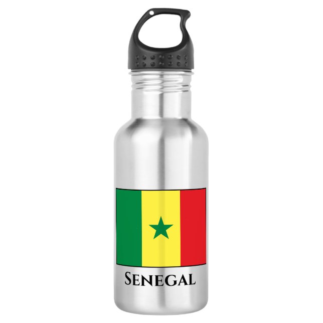 senegalesische Flagge Edelstahlflasche (Vorderseite)