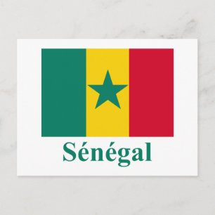 Senegalesische Flagge mit Namen in französischer S Postkarte