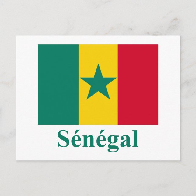 Senegalesische Flagge mit Namen in französischer S Postkarte (Vorderseite)