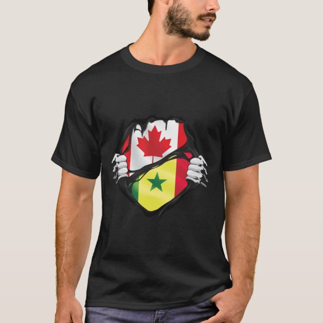 Senegalesische kanadische Handgepanzerte Roots-Fla T-Shirt (Vorderseite)
