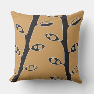 Senf Black VINES Retro DESIGN Kissen