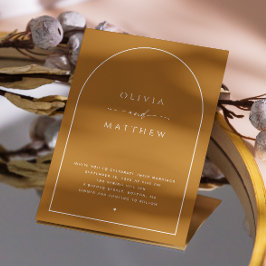 Senf-Braune Hochzeit im Herbst. Foto Herbst + QR Einladung